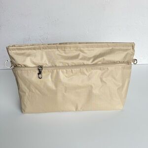 HANDBAG‎ ORGANIZER INSERT Large Nylon Beige Zipper Pockets Neutral Lightweight